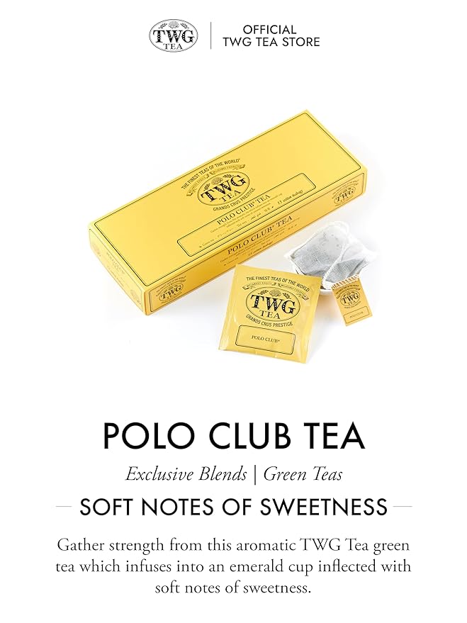 TWG Tea | Polo Club Tea | Green Tea | Caramel | 15 Hand Sewn Cotton Teabags | Gift Set - Bloomnest