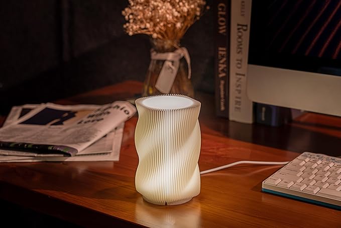Bedside Lamp with USB Adapter,Button Control Table Lamp for Bedroom Dimmable Small Nightstand Lamp with PLA Lampshade for Living Room Kids Room Office Dorm - Bloomnest