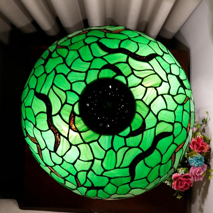 Tiffany Lamp Stained Glass lamp 16 inches Bedside Table Lamps for Living Room Bedroom Dorm Kitchen Home Decor Festival Birthday Gift,Green Leaf - Bloomnest