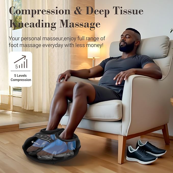 FSA Eligible Foot Massager with Heat - Kneading Feet Massager for Plantar Fasciitis,Neuropathy,Shiatsu Foot Massager with Compression,Gifts for Women Men