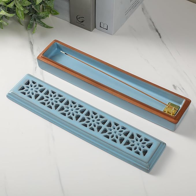 CEREMONY Incense Holder for Sticks，Ceramic Insence-Stick Holder Ash Catcher，Incense Holder Timkburner for Meditation Yoga Spa Room Decor