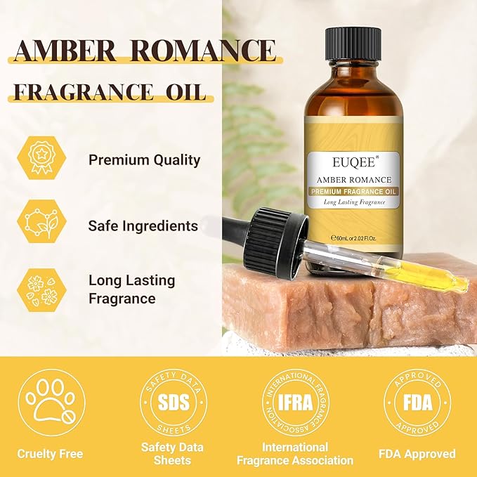 EUQEE Amber Romance Fragrance Oils, 2.02 Fl oz/ 60ml Essential Oils for Diffuser, Candle Making, DIY Soap with Glass Dropper - Bloomnest