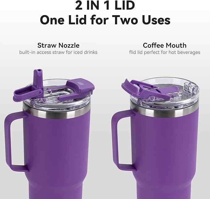 HASLE OUTFITTERS 30oz Tumbler Bulk with Handle, Insulated Travel Coffee Mug Set with Handle Leak-Proof Double Wall Stainless Steel Vacuum Tumblers Pack Metal Cup for Hot and Cold Drink - Bloomnest