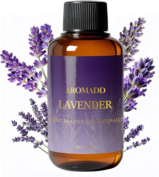 Aromadd Lavender Diffuser Oil Inspired by Luxury Hotel Scent, Essential Oils for Waterless Diffuser, Pure Soothing Lavender Aroma, Long-Lasting & Natural Home Fragrance - 3.38 fl oz (100 mL) - Bloomnest