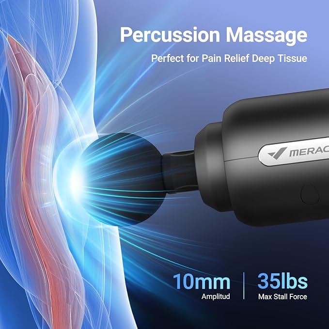 MERACH Massage Gun Deep Tissues, Percussion Massager Tools with 6 Massage Heads, Portable Hand Held Muscle Massagers for Pain Relief Deep Tissue, Cool Gifts for Men and Women - Bloomnest