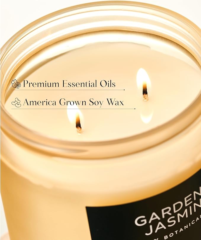 M&SENSE Gardenia Jasmine Scented Candle - 11.6oz Natural Soy Wax Clean Non Toxic 70-Hour Burn, 2-Wick Aromatherapy Candle for Bath & Office - Highly Scented Housewarming Gift for Mom Teacher Friends - Bloomnest