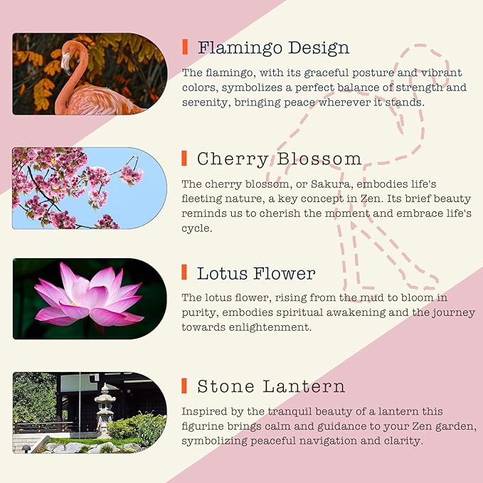 Flamingo Zen Garden for Desk - Pink Flamingo Decor, Sand Tray Therapy Kit for Desk and Office, Cute Japanese Décor Gift for Women, Mini Zen Garden for Relaxation and Stress Relief - Bloomnest