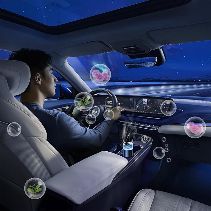 Smart Car Air Freshener & Car Diffuser with Auto On/Off, RGB Light Aroma para Carros for Men, Women, Office & Bedroom（Ocean） - Bloomnest