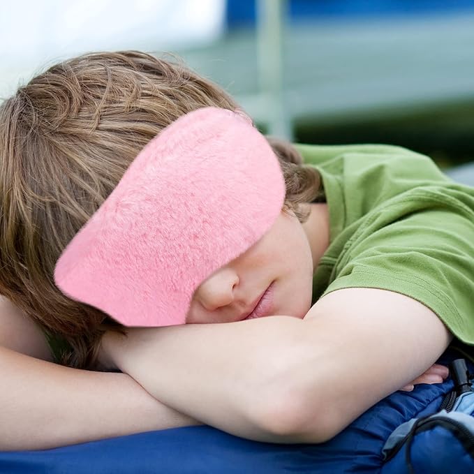 Plush Eye Mask 3 Pcs Sleeping Blindfold - Comfortable Soft Furry Eye Cover for Sleepover Gift Birthday Party Favors (Pink, Purple, Sky Blue) - Bloomnest