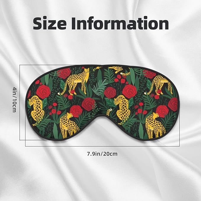 Leopard Tropical Palm Rose Sleep Mask - Soft Comfort Eye Shade - Blackout Eye Cover for Deep Rest Travel Nap Meditation - Bloomnest