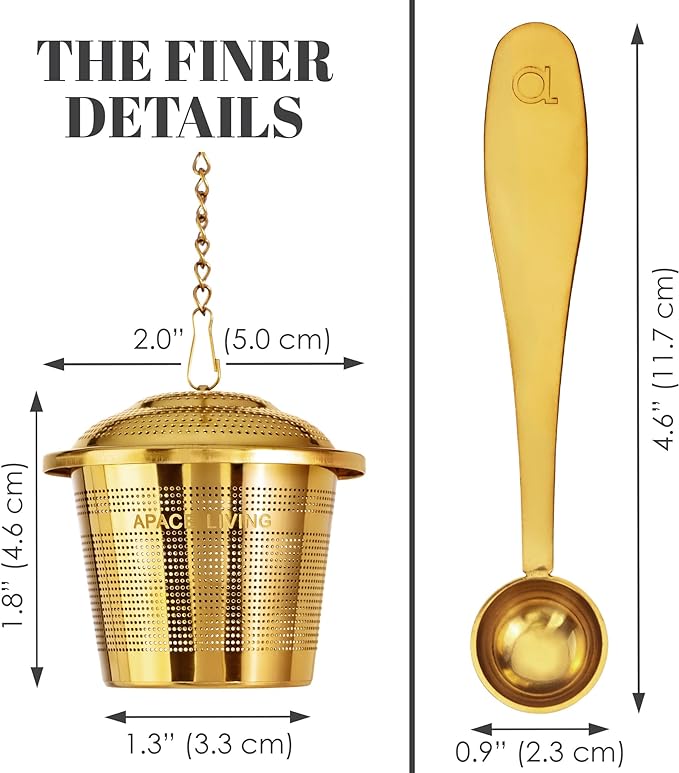 Tea Infuser (Set of 2) with Tea Scoop and Drip Dray - Ultra Fine Tea Strainer for Loose Leaf Tea - Stainless Steel Tea Steeper for a Superior Brewing Experience - Bloomnest
