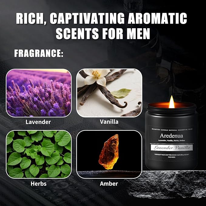 Lavender Vanilla Candle | Candle Gifts, Soy Candles for Home Scented, Aromatherapy Gifts for Women Men - 7oz Scented Candles for Home, 50 Hours Burn Time, Perfect for Relaxing Home Fragrance - Bloomnest