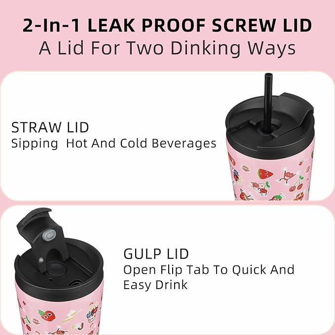 BJPKPK 18oz Stainless Steel Insulated Tumbler With lid And Straw Travel Coffee Thermal Tumblers Cup For Women And Men,Passionate Pink - Bloomnest