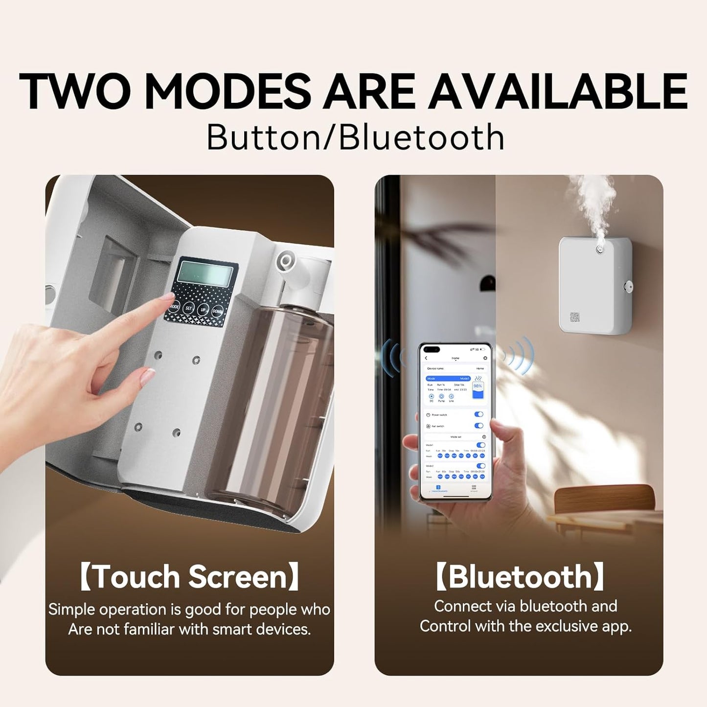 Smart Aromatherapy Diffuser with Bluetooth,500ml Waterless Essential Oil Diffuser for Whole House,Office,Spa,and Yoga Studio – Timer Function & Quiet Operation, White