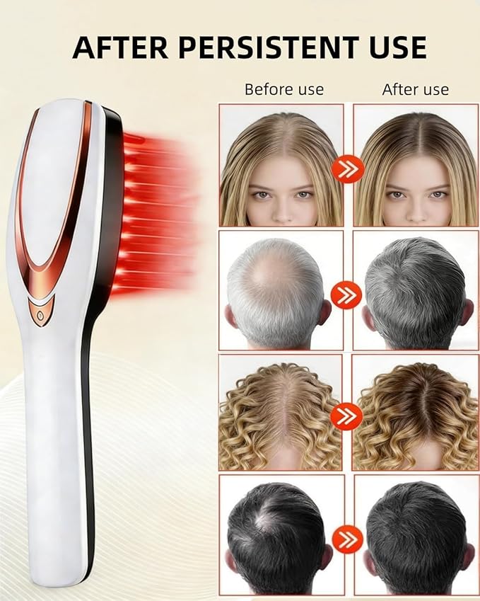 Red Light Hair Brush, Electric Scalp Massager Brush, Red Light Comb Devices for Hair Scalp Massage, Hair Massage Brush, Portable Hair Massage Comb with Soft Rubber for Men and Women Bloomnest
