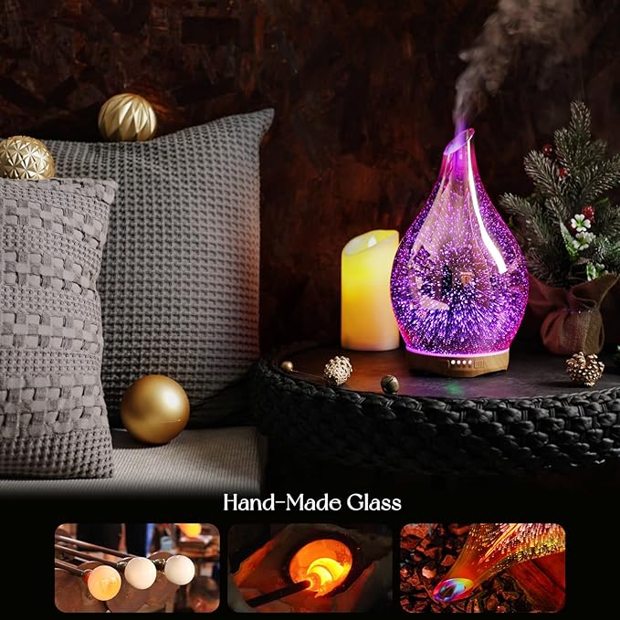 Porseme 280ML Essential Oil Diffuser, Aroma Ultrasonic Humidifier with Remote Control, BPA Free, Auto Shut-Off, Timer Setting - Bloomnest