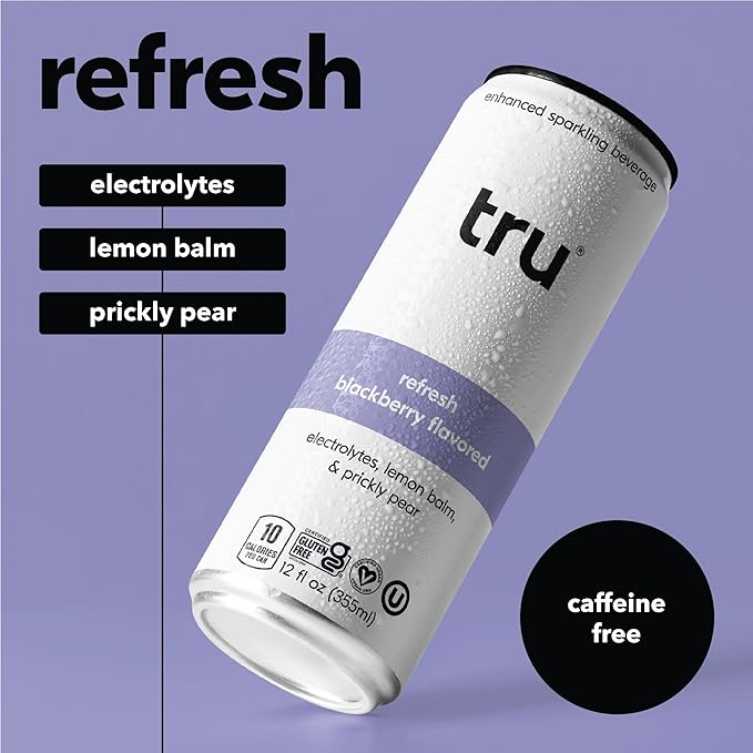 Tru Seltzer Sampler, Variety Pack of Sparkling Water with Real Fruit Juice, Functional Ingredients & Natural Flavors, Gluten Free, Vegan, Low Calorie, Caffeine Free Options, 12 FL OZ Cans, 7 Pack - Bloomnest