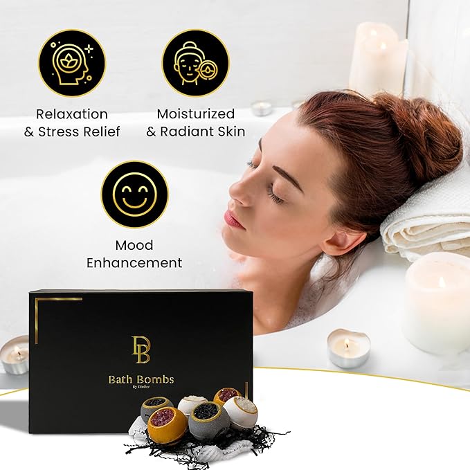 Bath Bombs, 6PC Luxury Gift Set, Girls Gifts, Mothers day Surprise, Valentines Day, Relaxing Kit, Bath Bombs for Women, Organic, Non Toxic, for Sensitive Skin, Natural, Lavender, Essential Oils & Salt - Bloomnest