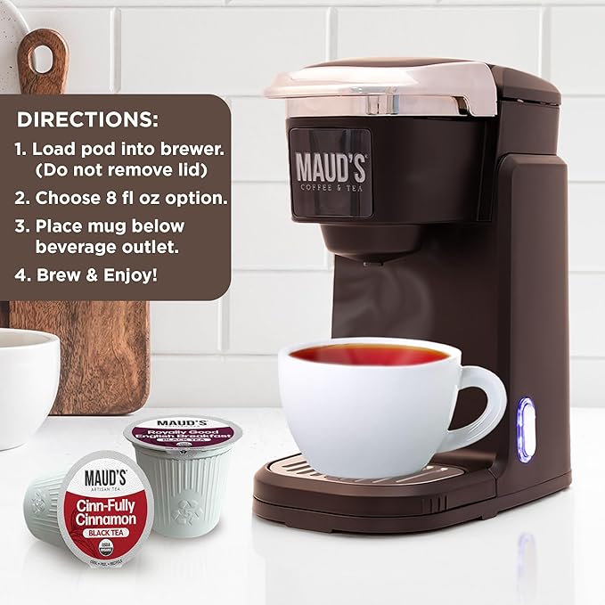 Maud's Organic Cinnamon Black Tea & Organic English Breakfast Black Tea Pods Bundle, 46 ct, Recyclable Single Serve Tea Pods – 100% Gourmet Blended Tea Leaves, Compatible with Keurig K Cups Maker - Bloomnest