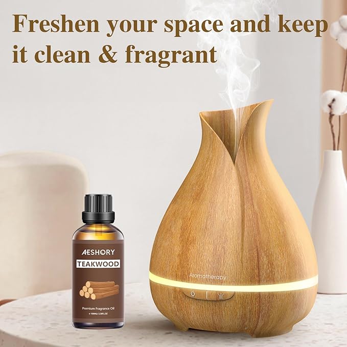 Teakwood Fragrance Oil 3.38FL.OZ - Aromatherapy Essential Oils for Diffusers for Home, Teakwood Scented Oils for Massage, Soap Candle Making Scents - 100ML - Bloomnest