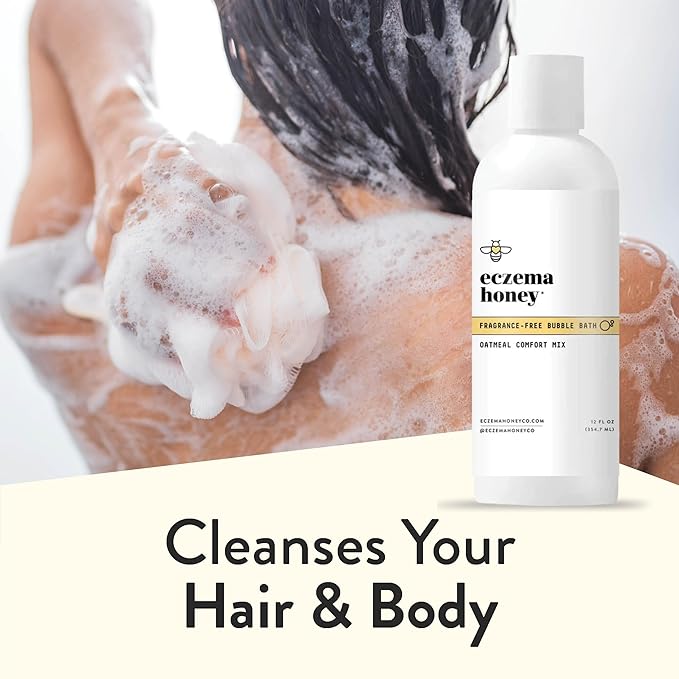 ECZEMA HONEY Fragrance-Free Oatmeal Comfort Bubble Bath - Sensitive Skin Body Wash & Bath Soak - Moisturizing Bath Products - Nourishing Bubble Bath for Women, Men, & Kids (12 Oz) - Bloomnest