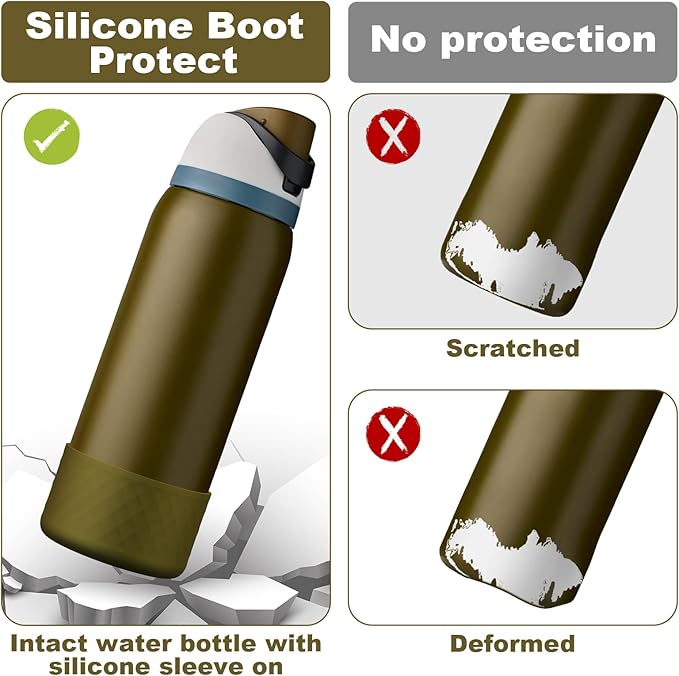 2PCS Silicone Water Bottle Boot for Owala 24oz 32oz 40oz, Anti-Slip Protective Sleeve Bottom Bumper Protector for FreeSip, Twist, and Flip Stainless Steel Water Bottles Alwenid
