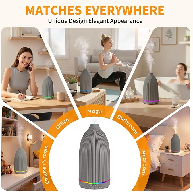 URPOWER 100ML Essential Oil Diffuser Ultrasonic Cool Mist Humidifier with 7 LED Lights, Timer & Auto-Off Quiet Aromatherapy Scent Diffuser for Home Bedroom Office Relaxation - Bloomnest
