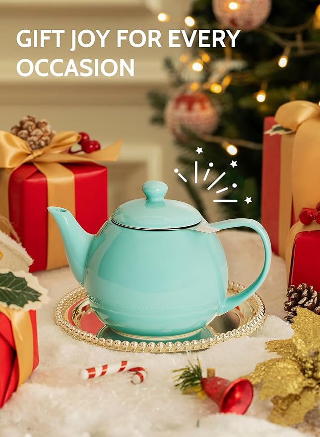 Sweese Teapots for Tea, 27 oz Porcelain Tea pot with Removable Stainless Steel Infuser, Tea Pots for Loose Tea - Mint Green - Bloomnest