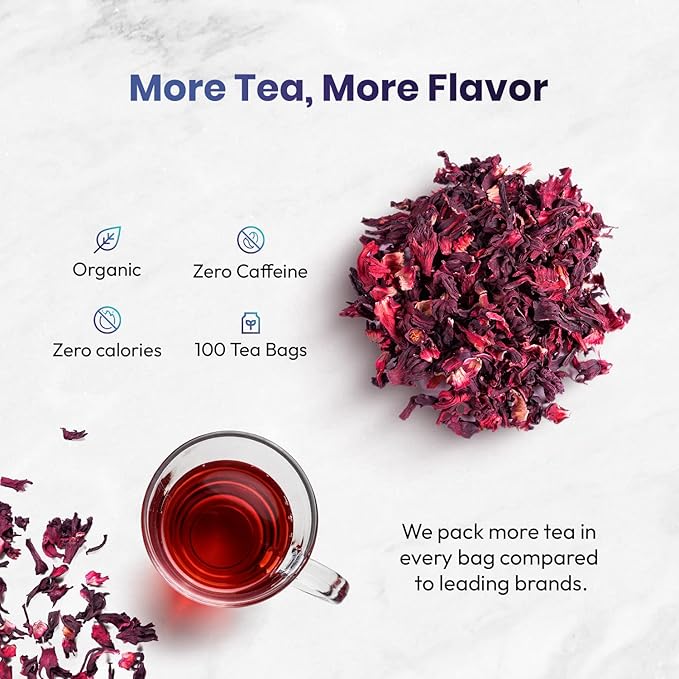 Organic Hibiscus Tea -100 Tea Bags | Organic Herbal Tea From Single Origin | Eco-Friendly Tea Bags | Non-GMO Caffeine Free Tea With Zero Sugar | Cederberg Tea Company - Bloomnest