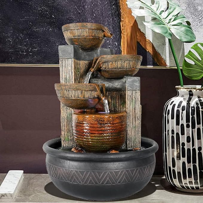 Tabletop Water Fountains Indoor Waterfall and Calming Water Sound Relaxation Desktop Fountain，The for Office, Room Decoration, Portable Feng Shui Fountain Indoor and Outdoor (15.7iches)