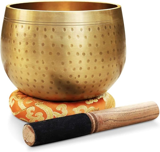 DharmaObjects Tibetan Ring Gong Meditation Singing Bowl Mallet Cushion Set (Jumbo) - Bloomnest