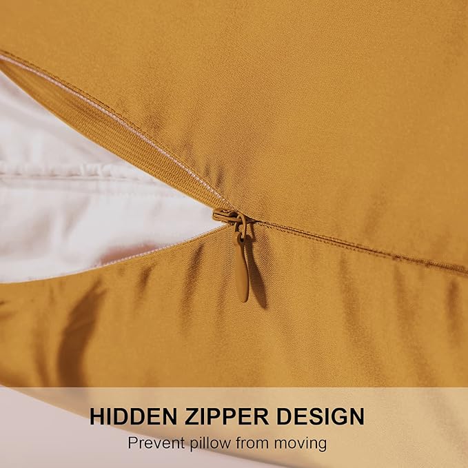 SIYUAN Mulberry Silk Pillowcase for Hair and Skin, Standard Size Cooling Silk Pillow Case with Hidden Zipper, Allergen Proof Dual Sides Soft Breathable Smooth Silk Pillow Cover for Women, Golden - Bloomnest