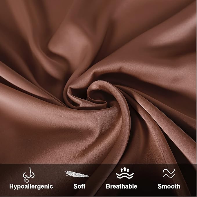 Mulberry Silk Pillowcase for Hair and Skin,Standard Size Cooling Silk Pillow Case with Hidden Zipper,Allergen Proof Dual Sides Soft Breathable Smooth Silk Pillow Cover for Women(Standard,Coffee) - Bloomnest