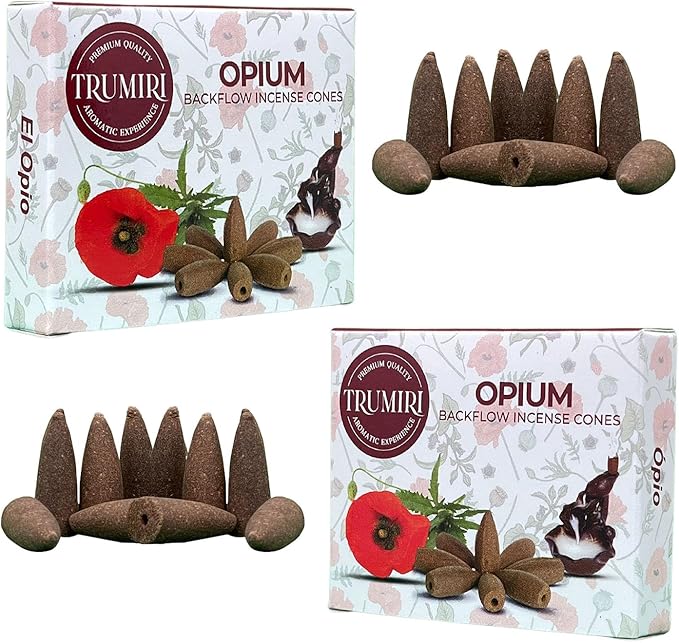 Opium Backflow Incense Cones - Total 20 Incense Cones Waterfall - Dual Pack of 10 Incense Backflow Cones - Waterfall Incense Cones - Incense Waterfall Cones TRUMIRI