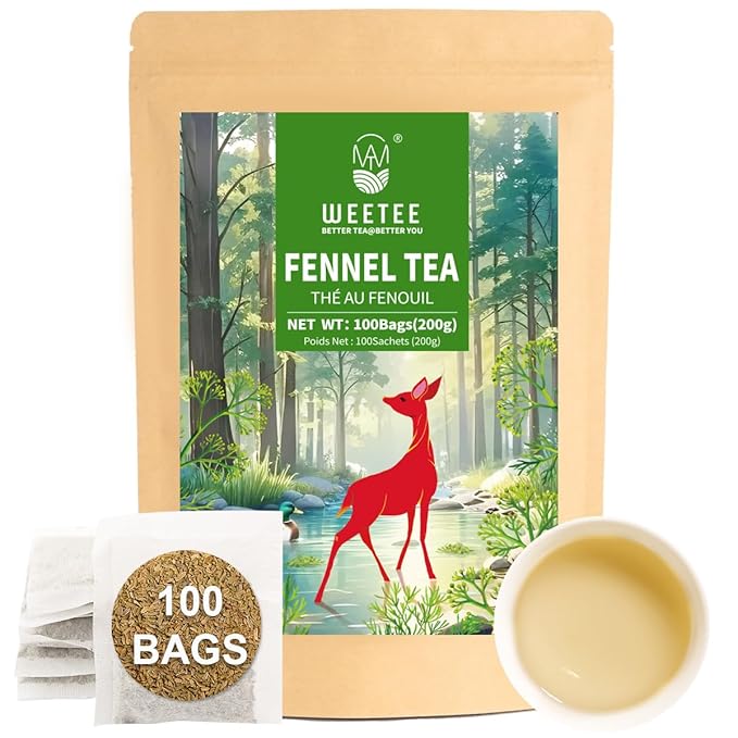 WT WEETEE Fennel Tea Bags 100 Count, 100% Natural & Pure Fennel Seeds Tea, Smooth & Sweet, No Sugar, Caffeine-Free - Bloomnest