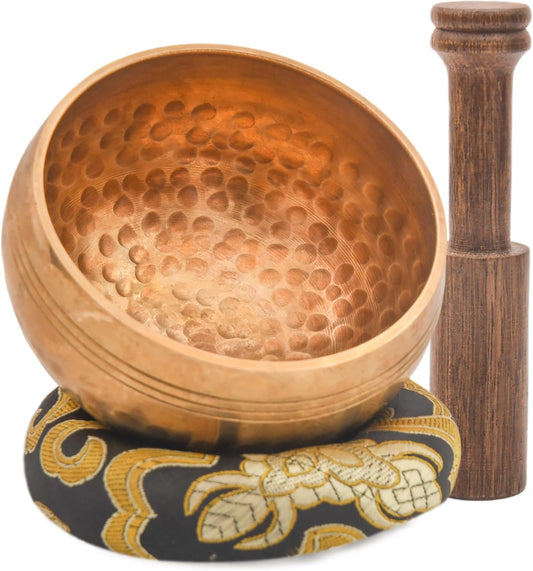 Tibetan Singing Bowl Set - Authentic Cuencos Tibetanos for Sound Healing, Meditation & Chakra Balancing - Includes Cushion, Mallet-Unique Spiritual Gifts for Women and Men (Bronze 3.5")