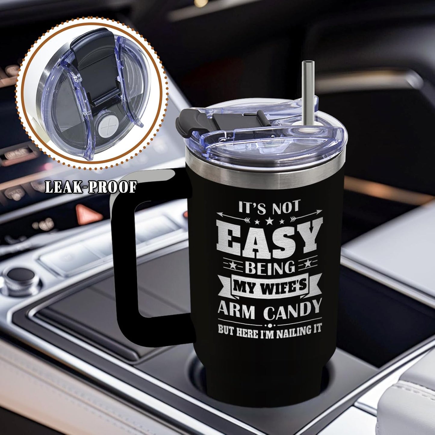 DUUV Birthday Gifts for Husband from Wife, Best Husband Ever Tumbler with Handle 40 Oz Stainless Steel Insulated, Christmas Thanksgiving Wedding Anniversary Appreciation Gifts for Husbands, 1PCS