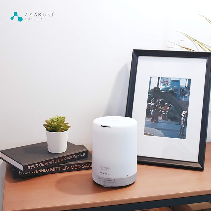 ASAKUKI 300ML Essential Oil Diffuser, Quiet 5-in-1 Premium Humidifier, Home Fragrance Aroma Diffuser with 7 LED Color Changing Light and Auto-Off Switch -White - Bloomnest