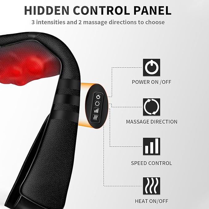 Shiatsu Neck and Back Massager with Heat, Shoulder Massager for Pain Relief Deep Tissue, Electric Deep 3D Kneading Full Body Massage Pillow for Women Men Home Office and Car - Bloomnest