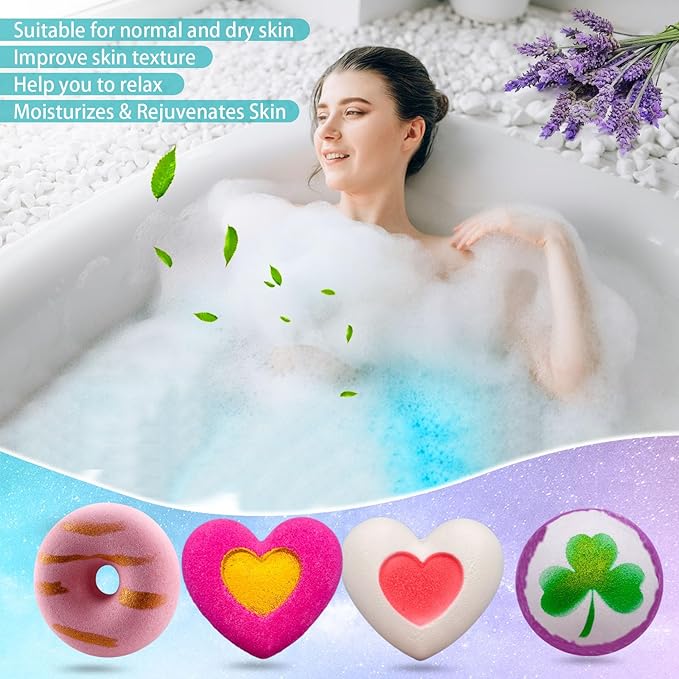 Bath Bombs for Girls - Bath Bombs, Christmas Day Gifts for Women Kids, Bubble Bath, Handmade Bath Bomb Gift Set Bathbombs Relaxing Spa Gifts Basket for Her Wife Mom Birthday Thanksgiving - Bloomnest