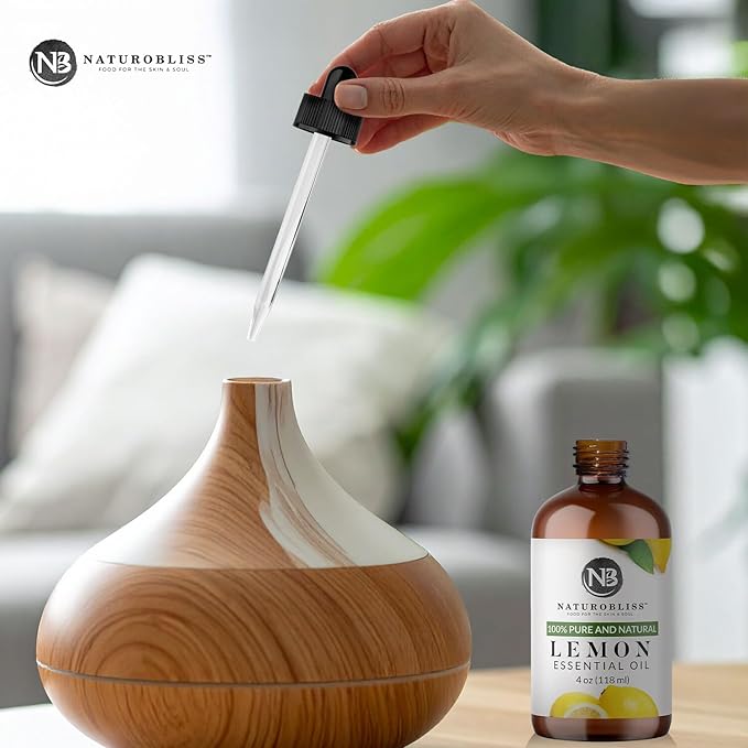 NaturoBliss 100% Pure Lemon Essential Oil Therapeutic Grade Premium Quality (4 fl. oz) with Glass Dropper, Perfect for Aromatherapy - Bloomnest
