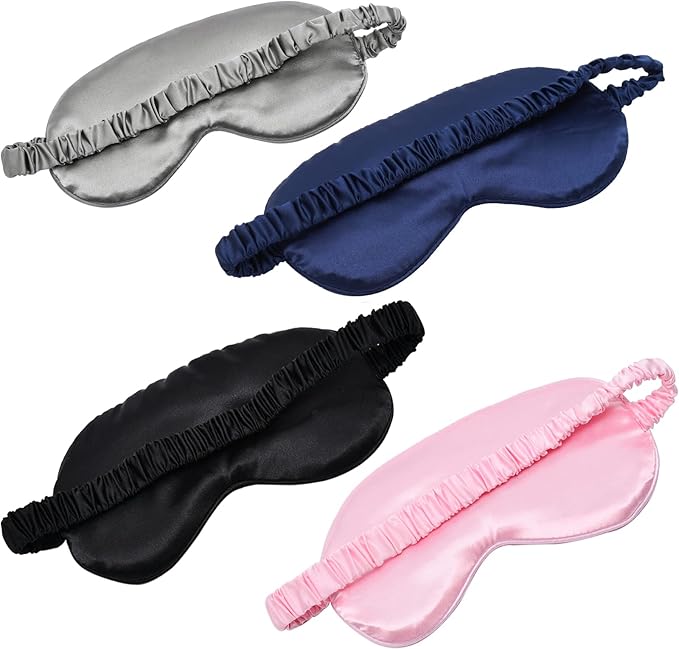 Sleep Masks 4 Pack Silky Eye Cover Soft Satin Blindfold Elastic Strap Night Eye Shade for Women Men - Bloomnest