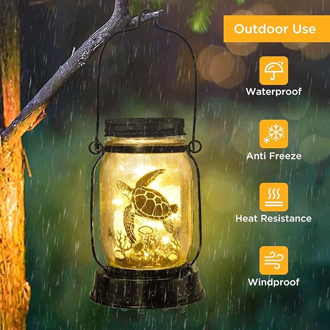 Sea Turtle Gifts for Women/Men Turtle Lovers Solar Lantern Mom Birthday, Mothers Day, Christmas Gifts, Solar Garden Decoration Outside for Yard, Patio,Backyard,Porch - Bloomnest