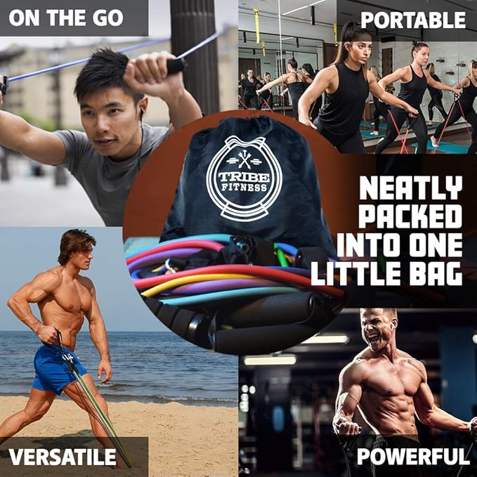 Resistance Bands Set for Men, Women, Exercise & Workout. Fitness Bands for Leg & Bicep Work. Workout Bands for Working Out. Stretch Bands for Physical Therapy. Strength Bands. Elastic Weight Training. - Bloomnest