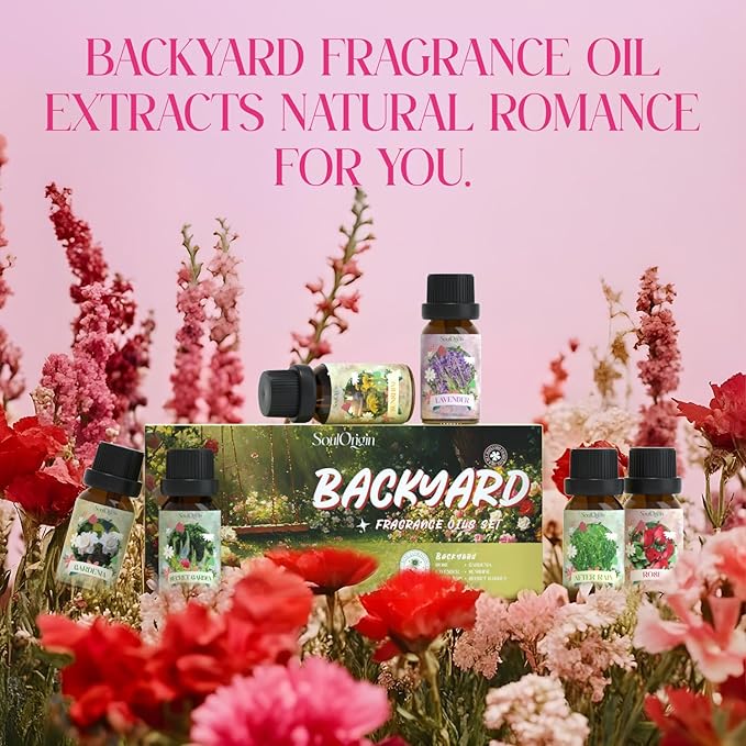Backyard Fragrance Oils Set, Flower Essential Oil Gift Set for Diffuser, Floral Scent Diffuser Oil, Diffuser Scents Oil for Home-Gardenia, Rose, Lavender, Secret Garden, After Rain,Sunshine - Bloomnest