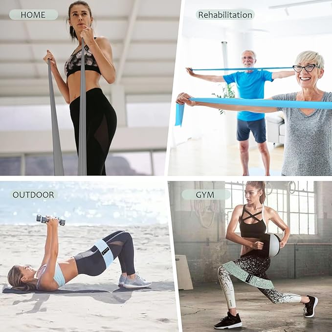 Wide Fabric Resistance Bands for Working Out, 3 Level Non-Slip Exercise Booty Bands for Women & Men Leg and Glutes with Hair Ties and Tape Measure - for Home Gym Workout, Yoga, Pilates - Bloomnest