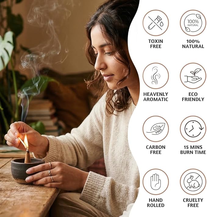 Folkulture Incense Cones (60 Cones) | Set of 6 Summer Insence Cones for Aromatherapy, Relaxation | No Charcoal, Organic, Non Toxic Lemon & Mango, Pineapple Scented Inscents-Cones FOLKULTURE