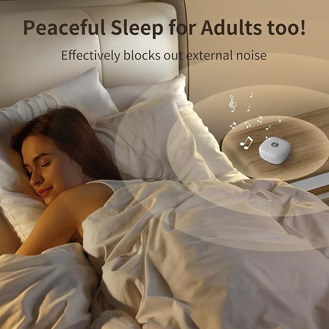 White Noise Machine,Portable Sound Machine for Baby Adult,21Soothing Sound,Auto-Off Timer,Noise Canceling for Office & Sleeping, Compact Size for Home,Travel,Registry,White - Bloomnest