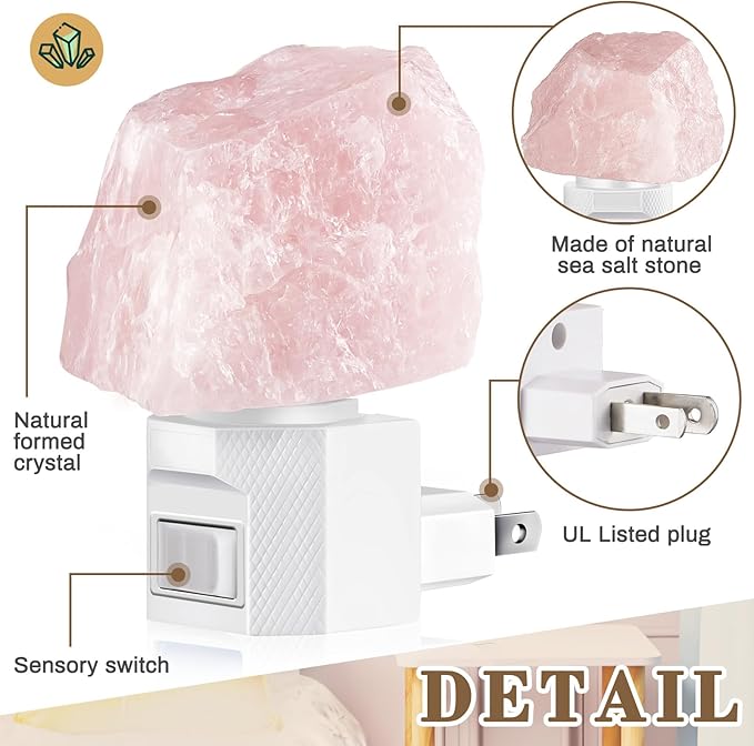 3 Pack Himalayan Salt Lamp Night Light Crystal Night Light Lamp Plug in Rotatable Wall Purifier Made of Natural Salt Stone Sea for Home - Bloomnest