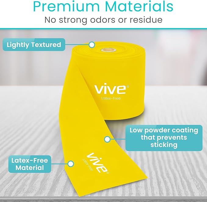 Vive Professional Resistance Bands - 25 Yard Non-Latex Roll for Physical Therapy, Lower and Upper Body Exercise Workout - Straight Elastic for Strength Training, Rehabilitation, Women, Men - Bloomnest